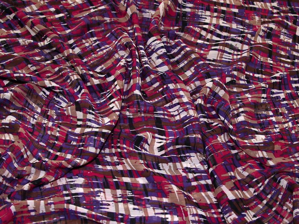 Magenta Deadstock Crinkle Sheer Chiffon Fabric