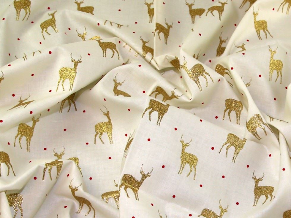 Deadstock Glitter 100% Cotton Fabric Cream