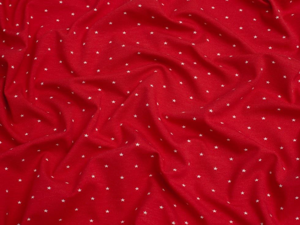 Star Cotton Jersey Stretch Knit Fabric Red