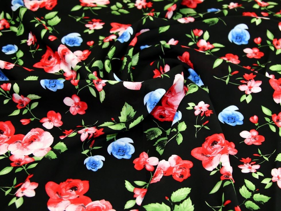 Black Deadstock Viscose Challis Fabric