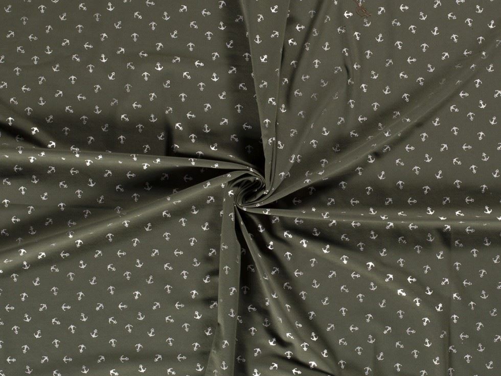 Metallic Cotton Jersey Stretch Knit Fabric Olive