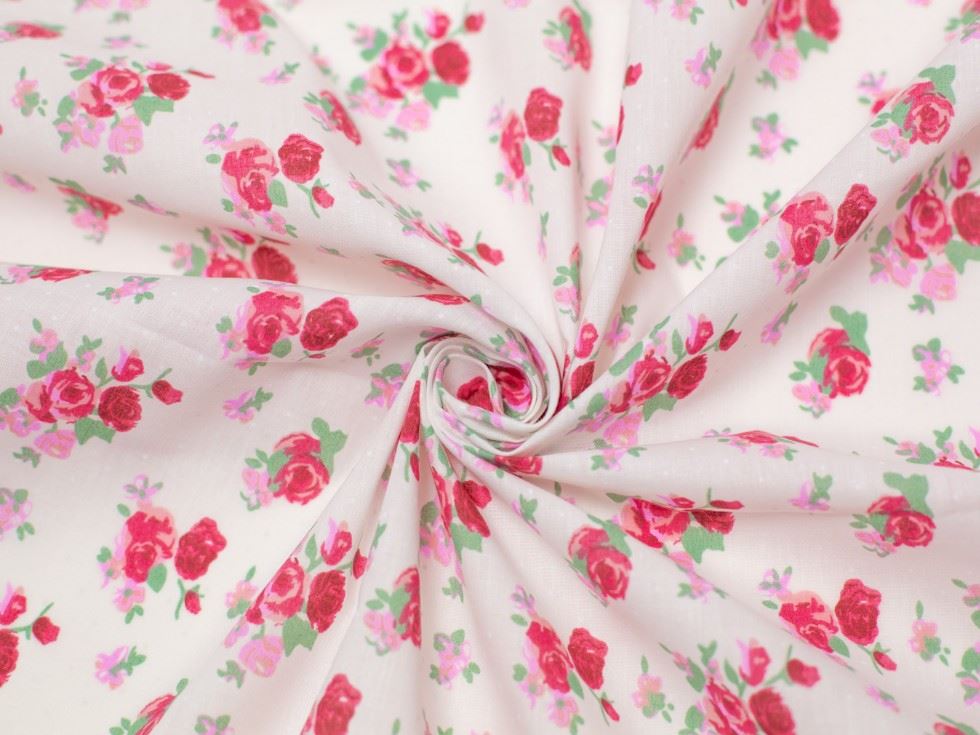 Pink Printed Polycotton Fabric