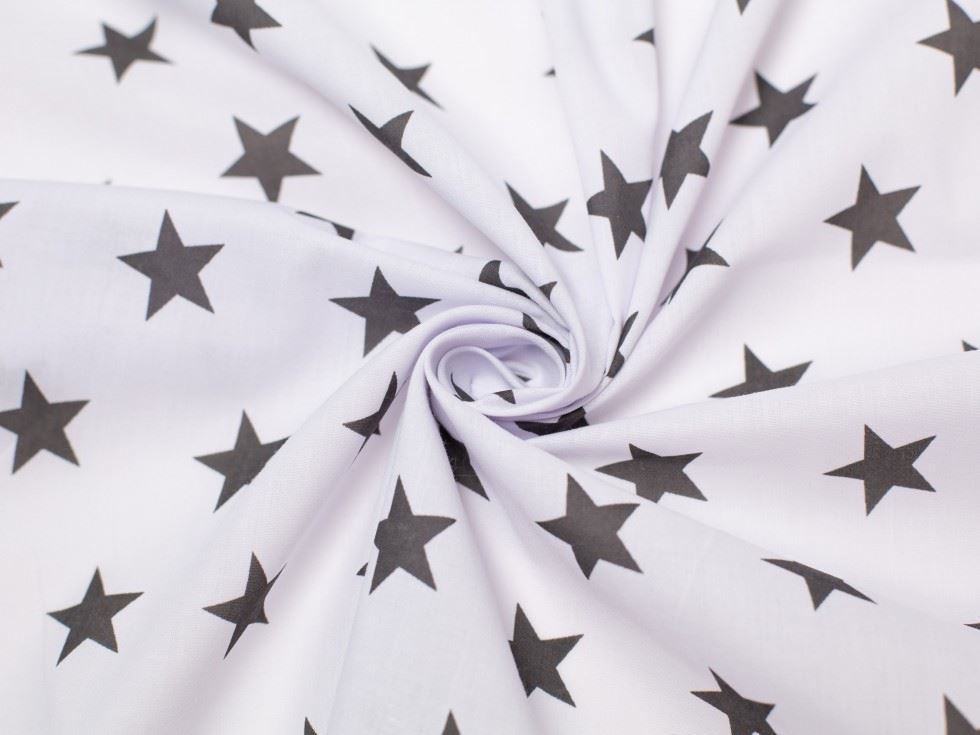 Minerva Core Range Printed Polycotton Fabric White & Dark Grey
 