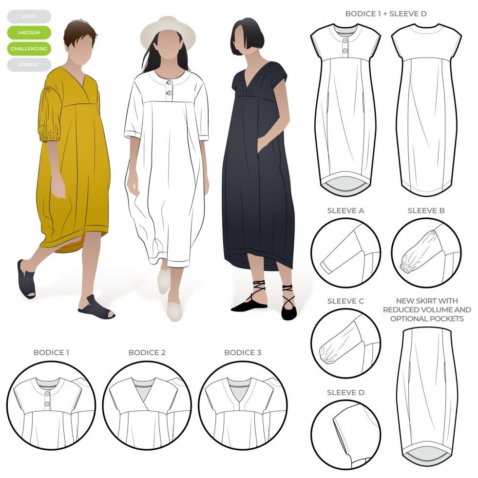 Style Arc Paper Sewing Pattern Sydney Dress Extension Pack