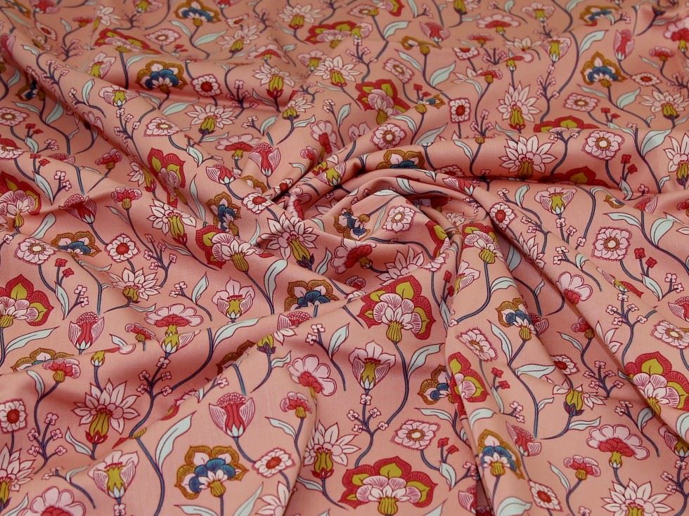 John Louden Pink Stretch Woven Viscose Twill Fabric