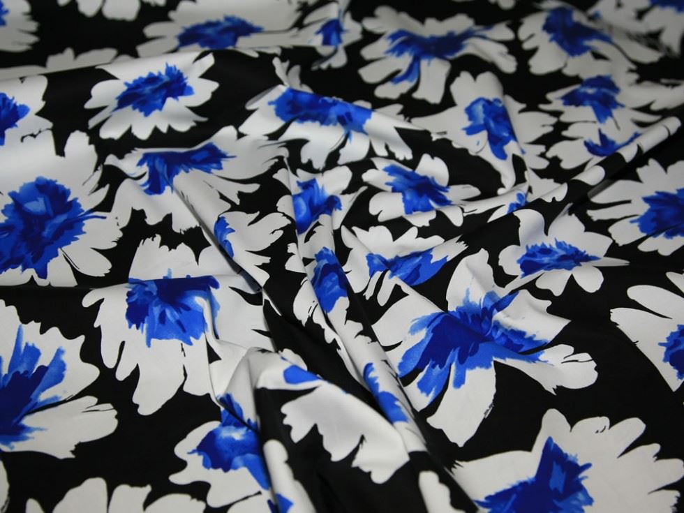 Woven Stretch Cotton Sateen Fabric Royal