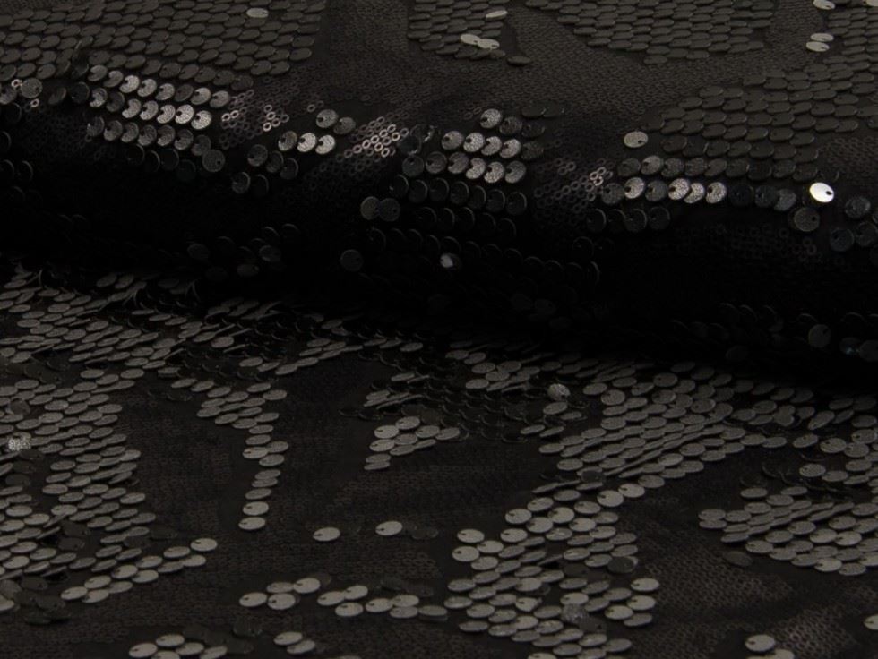 Black Deadstock Sequin Stretch Knit Fabric