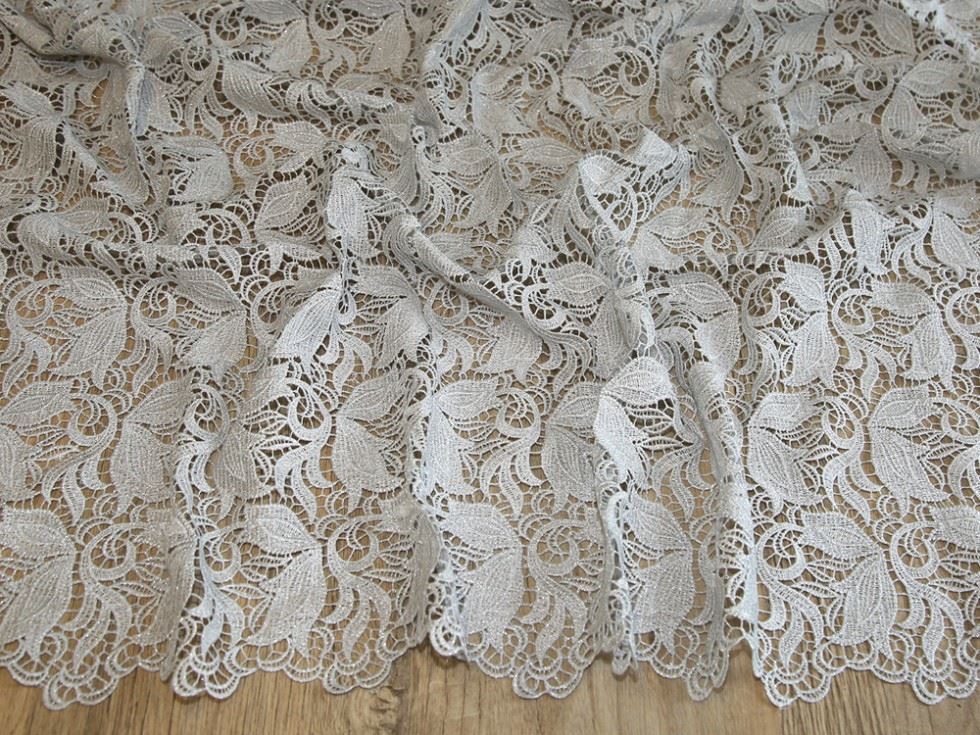 Silver Deadstock Heavy Guipure Lace Fabric