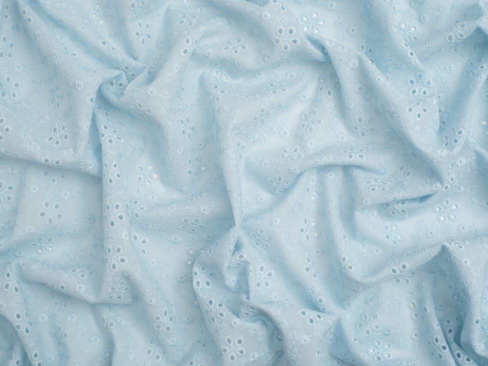 Broderie Anglaise Cotton Fabric Blue
 