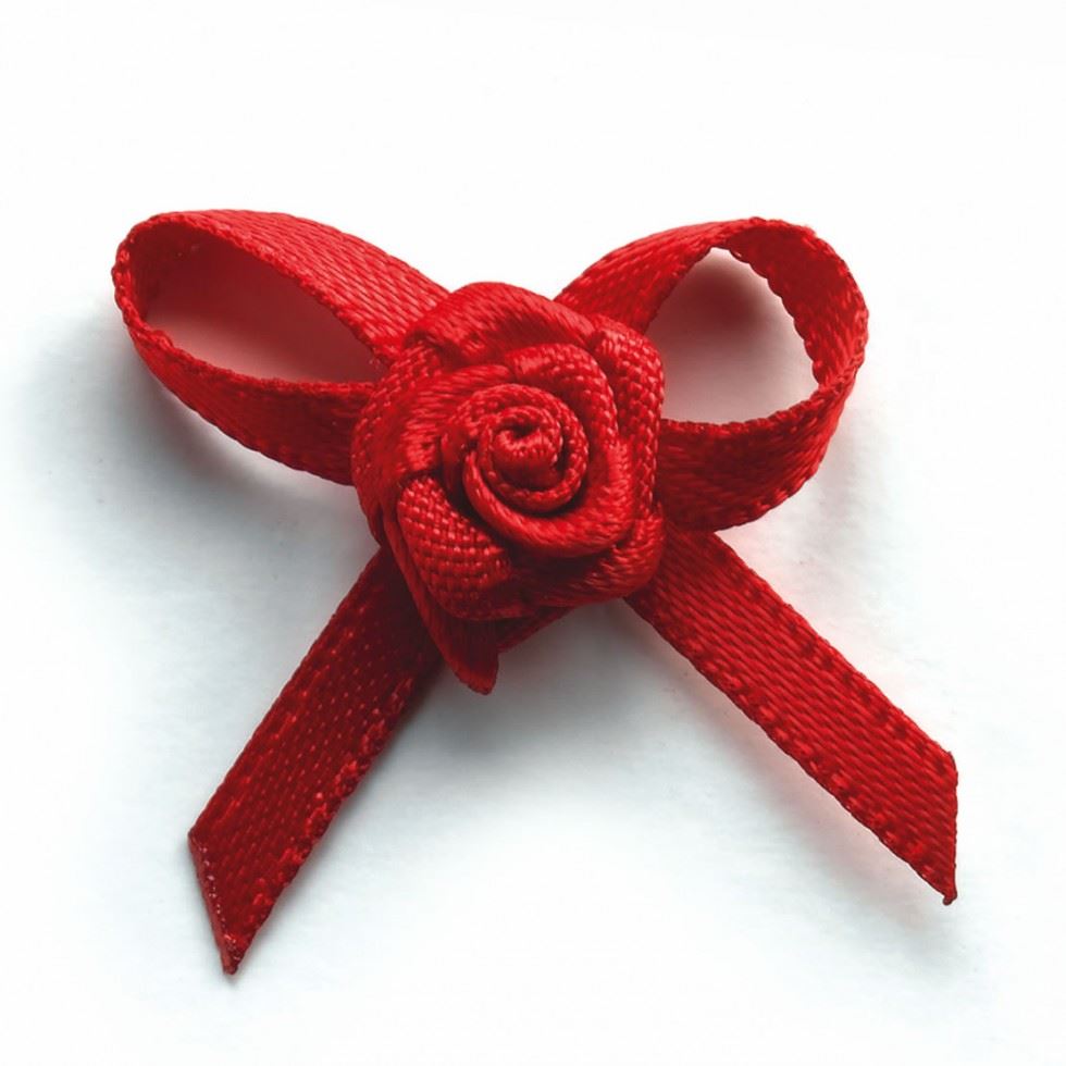 Berisfords 250 Red Ribbon Rose Centred Bows