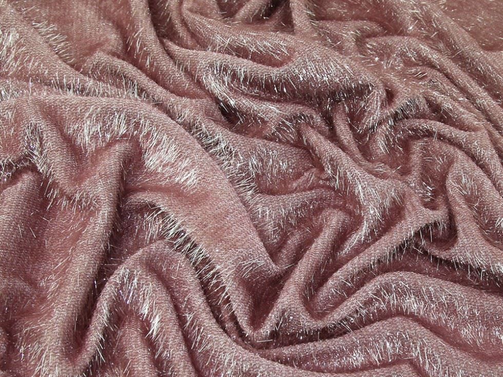 Rose Pink Deadstock Lurex Faux Fur Fabric