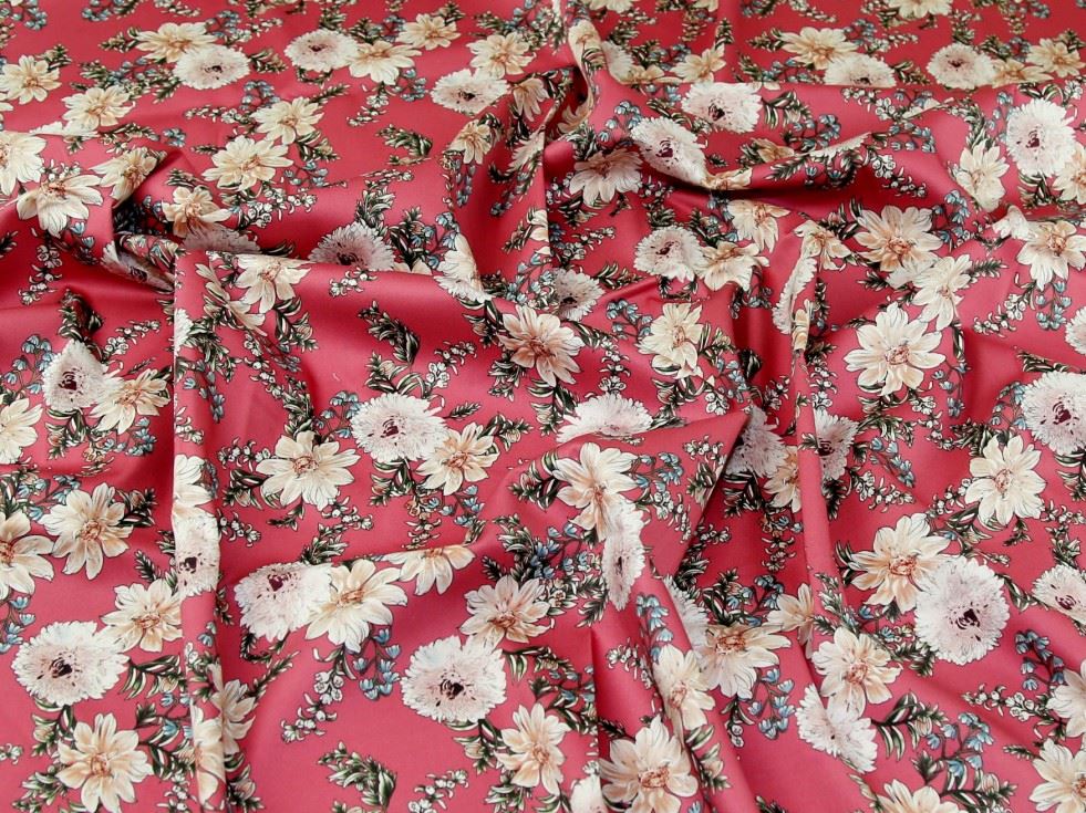 John Louden Pink Woven Stretch Cotton Sateen Fabric