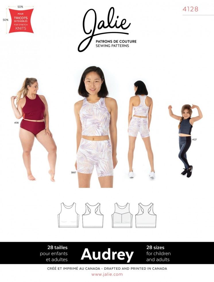Jalie Sewing Pattern 4128 Audrey Cropped Workout Top