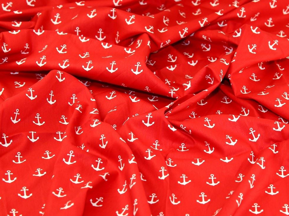 Red Deadstock Cotton Poplin Fabric