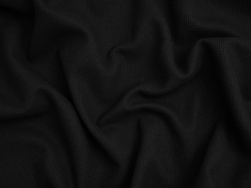 Minerva Core Range Black Mini Cotton Waffle Fabric
