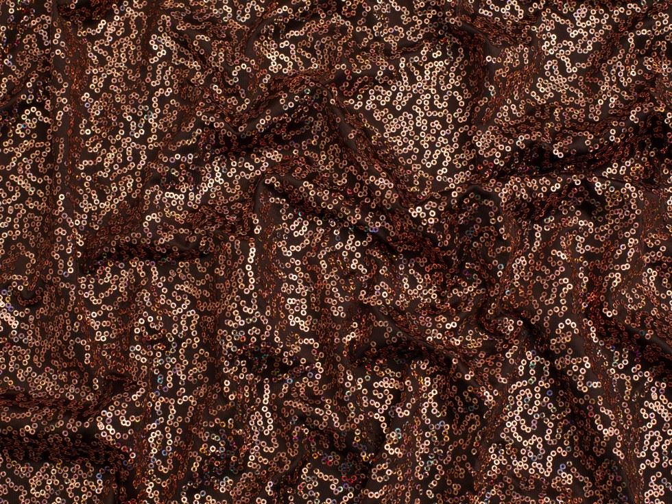 Minerva Core Range Sequin ITY Silky Stretch Knit Fabric Brown
 