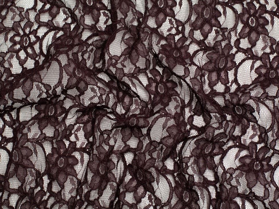 Chantilly Corded Lace Fabric Mulberry Brown
 