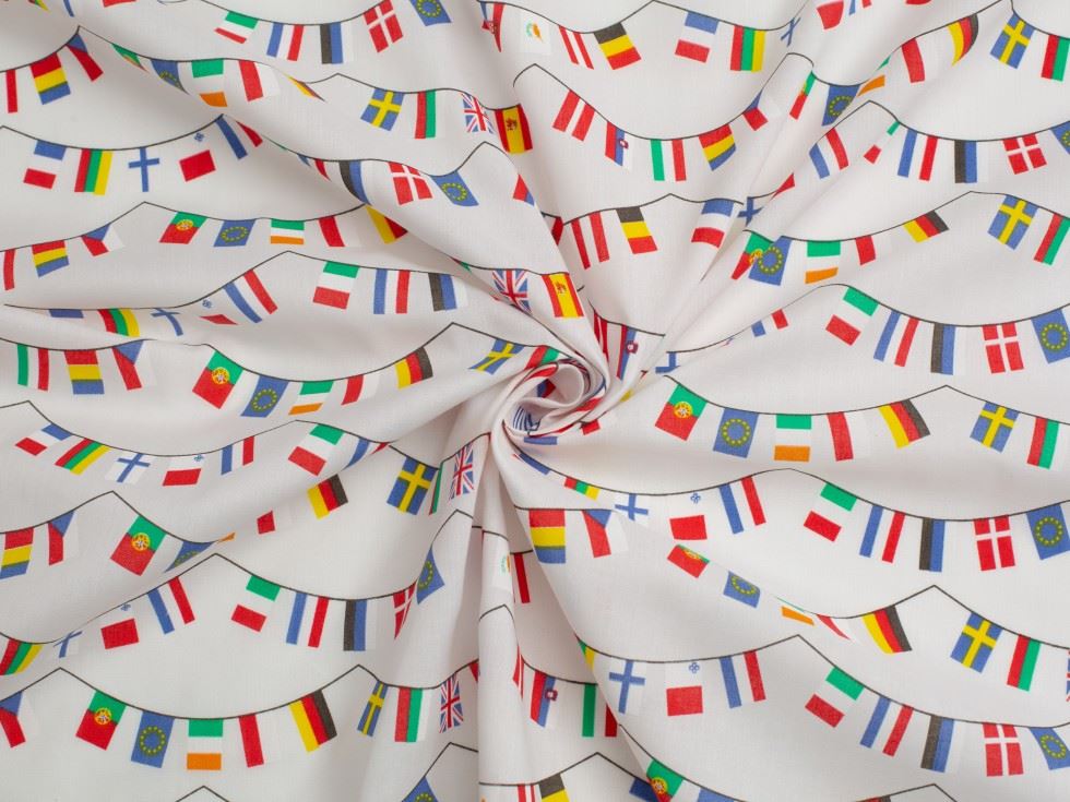 White Printed Polycotton Fabric
