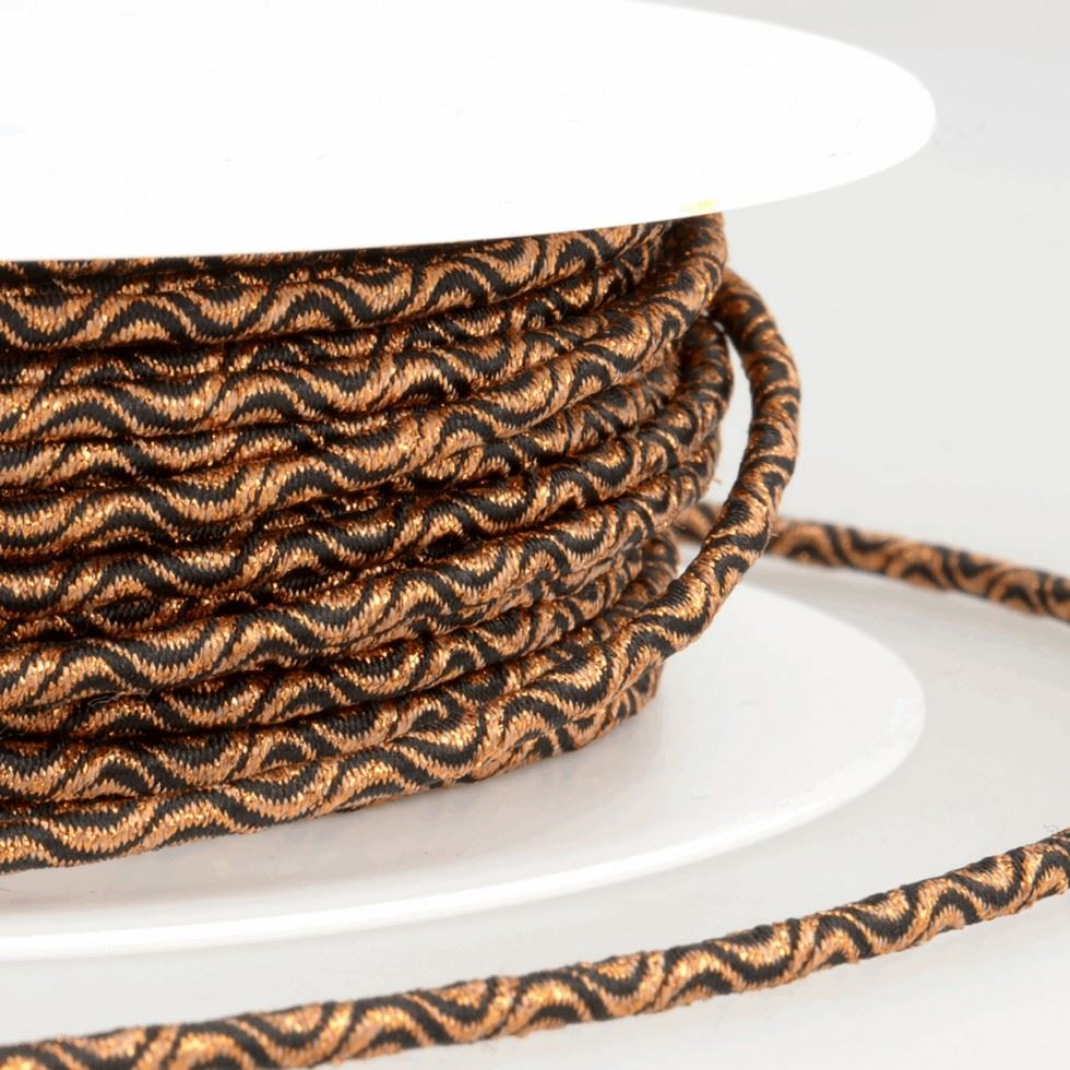 Stephanoise Wave Patterened Round Elastic Bronze & Black