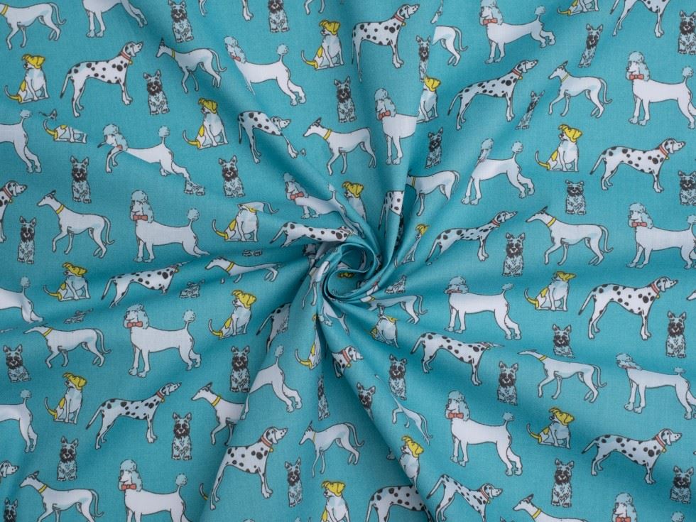 Turquoise Printed Polycotton Fabric