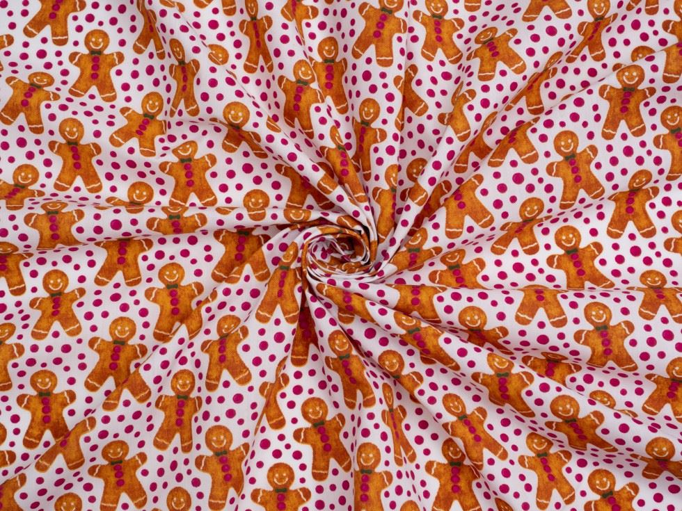 White Printed Polycotton Fabric