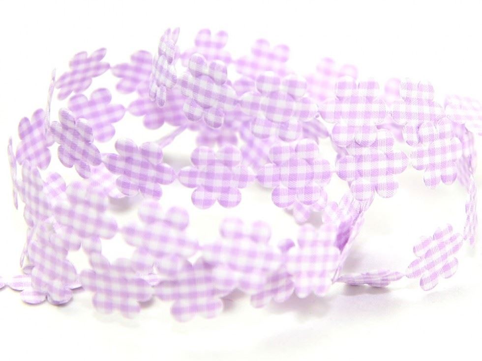 Lilac Gingham Flower Garland Trim