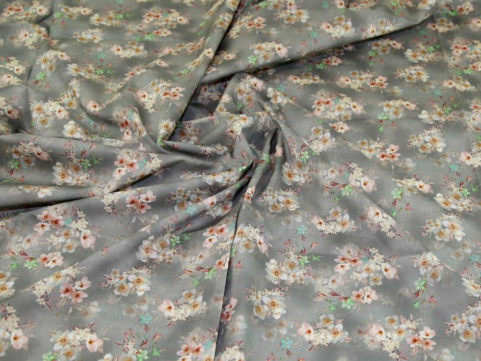 Grey Deadstock Cotton Lawn Fabric