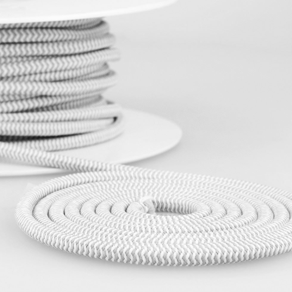 Stephanoise Round Elastic Cord Grey White
 