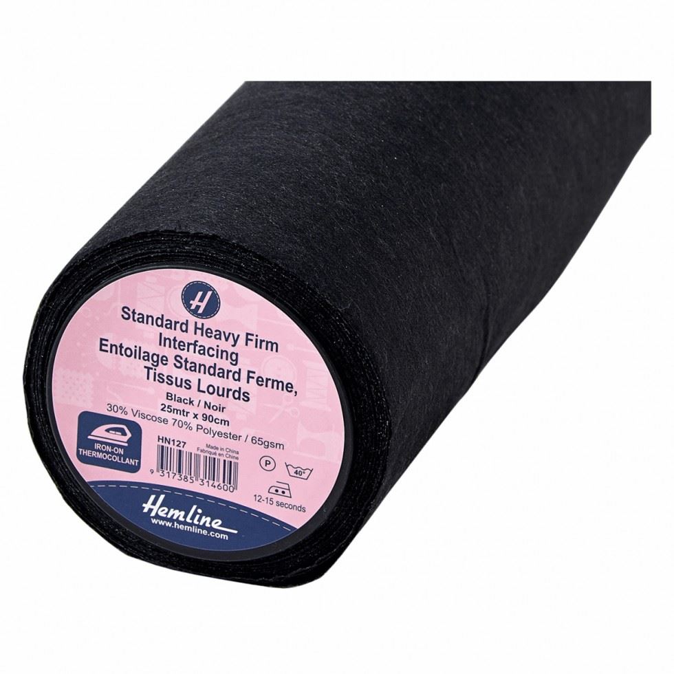 Hemline Black Heavy Firm Iron On Interfacing