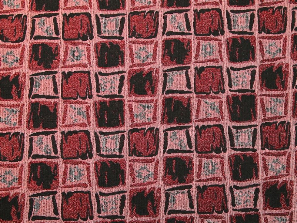 Red Deadstock Metallic Woven Brocade Fabric