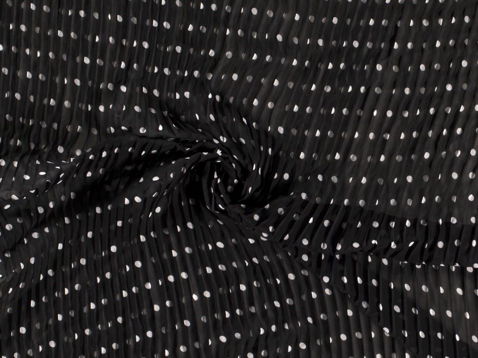 Pleated Chiffon Plisse Fabric Black
 