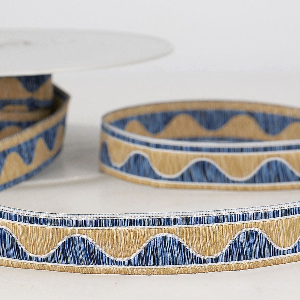 Stephanoise Jacquard Ribbon Blue Beige