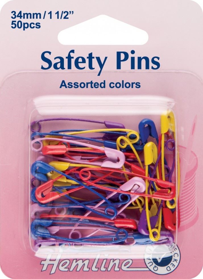 Minerva Safety Pins Assorted Colours Hemline H414.ac