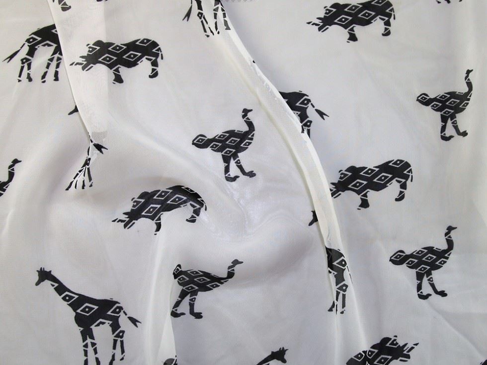 Black & Ivory Deadstock Sheer Chiffon Fabric