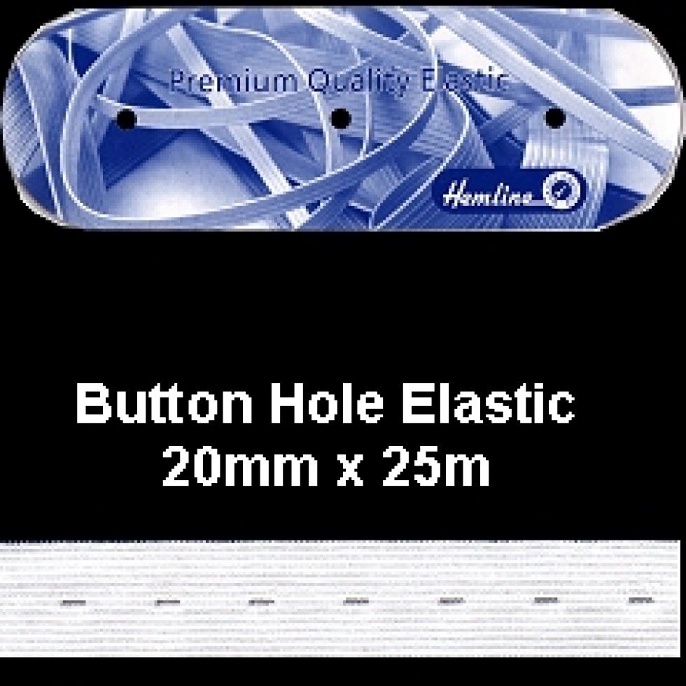 Hemline Buttonhole Elastic White
 