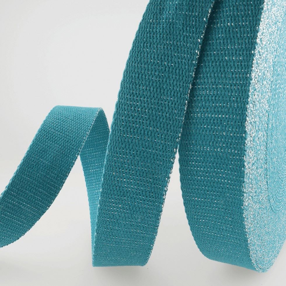 Stephanoise Metallic Sparkle Webbing Tape Teal
 