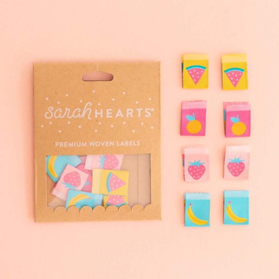 Sarah Hearts Summer Fruits Multipack Woven Labels
 