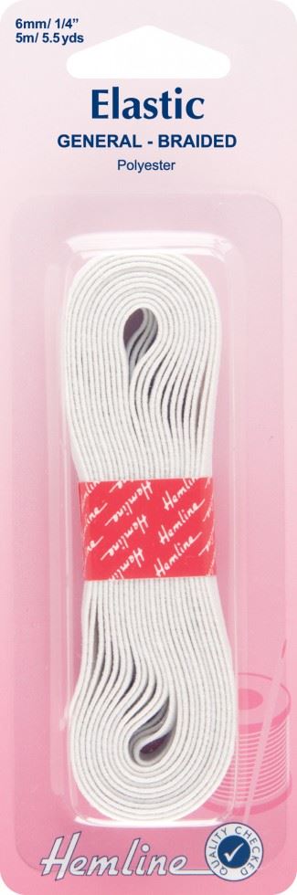 Hemline White General Purpose Elastic