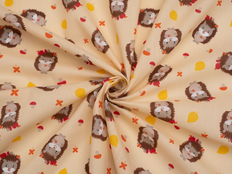 Cream Printed Polycotton Fabric