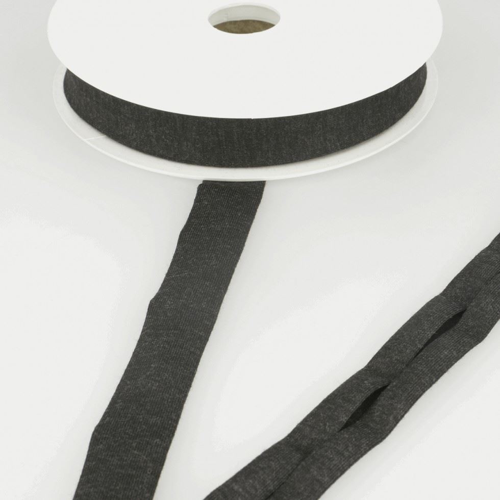 Stephanoise Viscose Jersey Bias Binding Tape Darkest Grey
 
