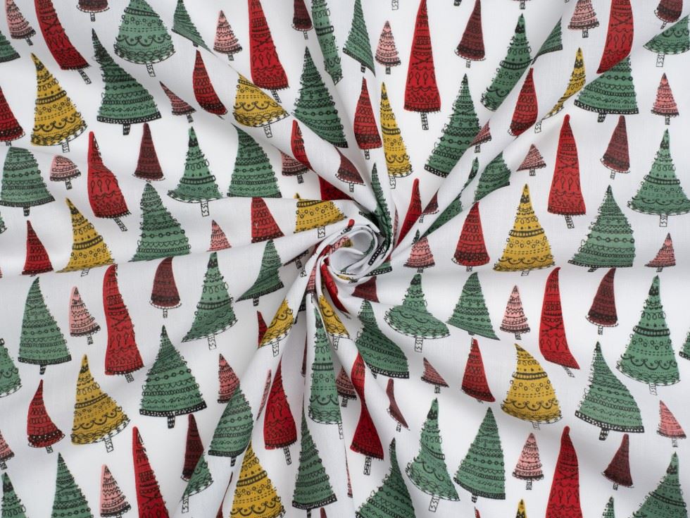 White Printed Polycotton Fabric