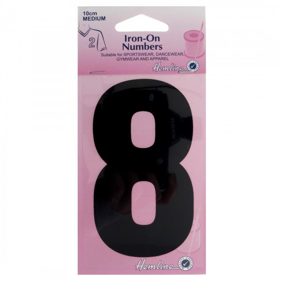 Hemline Black Number 8 Number Patch Motif