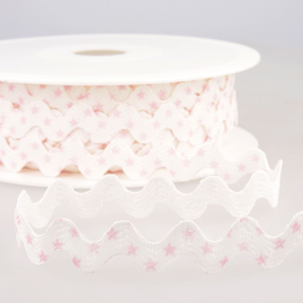 Stephanoise Spotty Ric Rac Trim White Pink
 