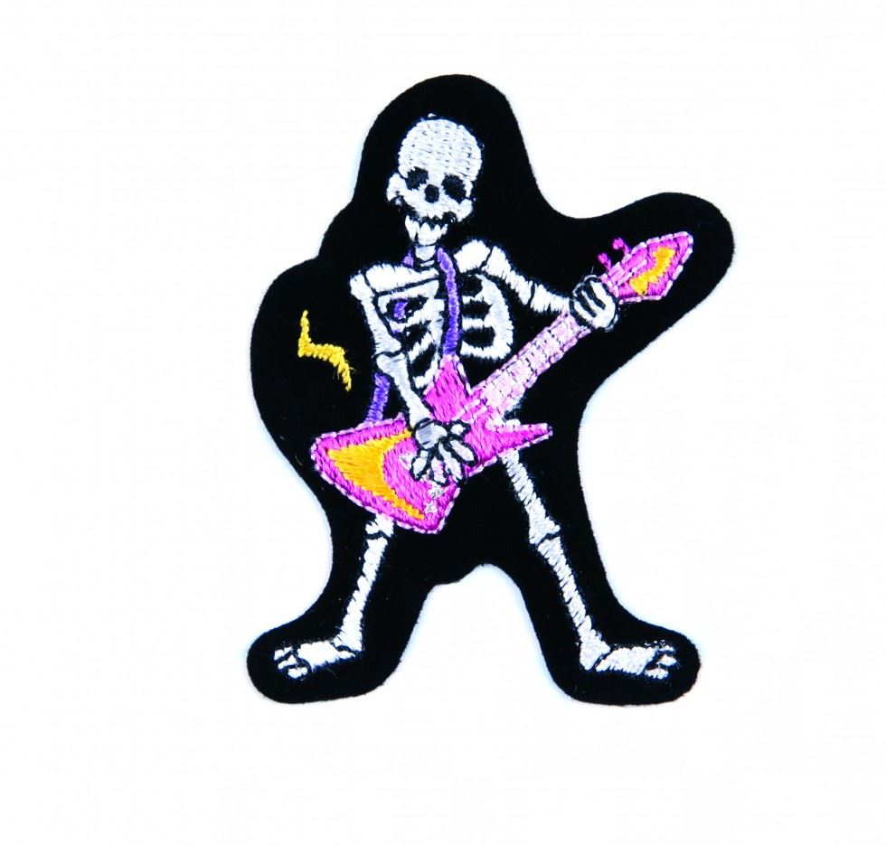 Craft Factory White/Black/Pink Patch Motif Skeleton