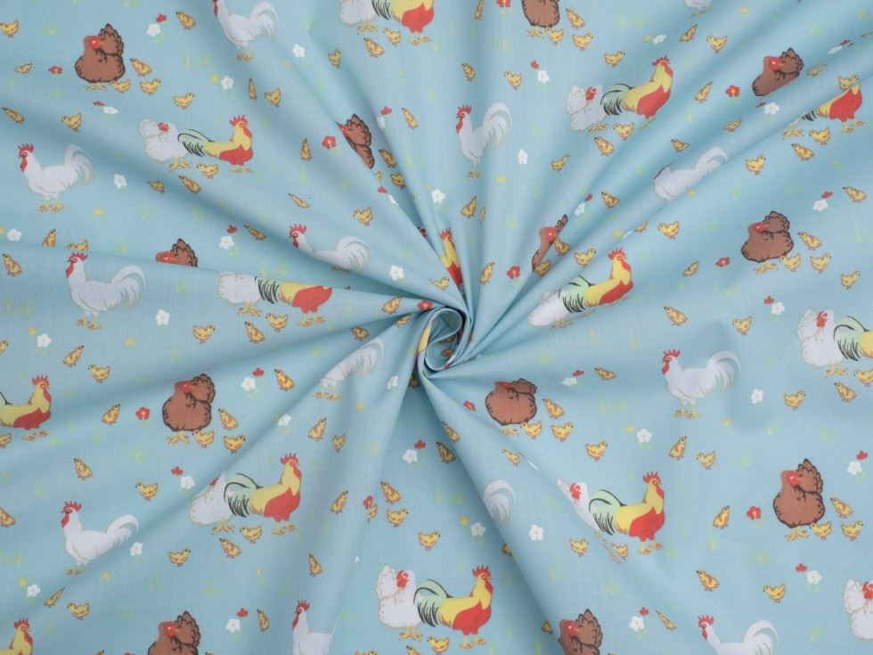 Blue Printed Polycotton Fabric