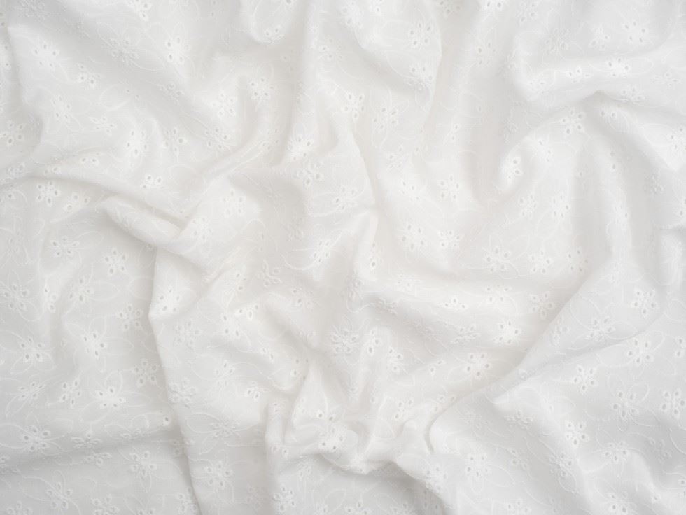 Broderie Anglaise Cotton Fabric White
 