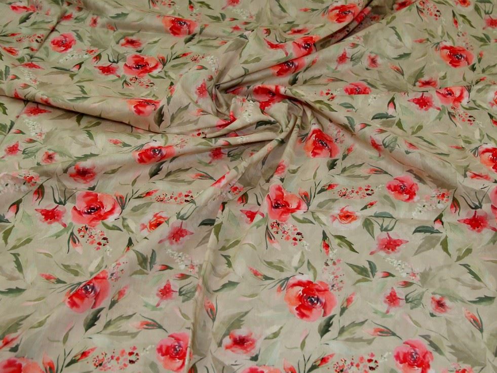 John Louden Coral Cotton Lawn Fabric