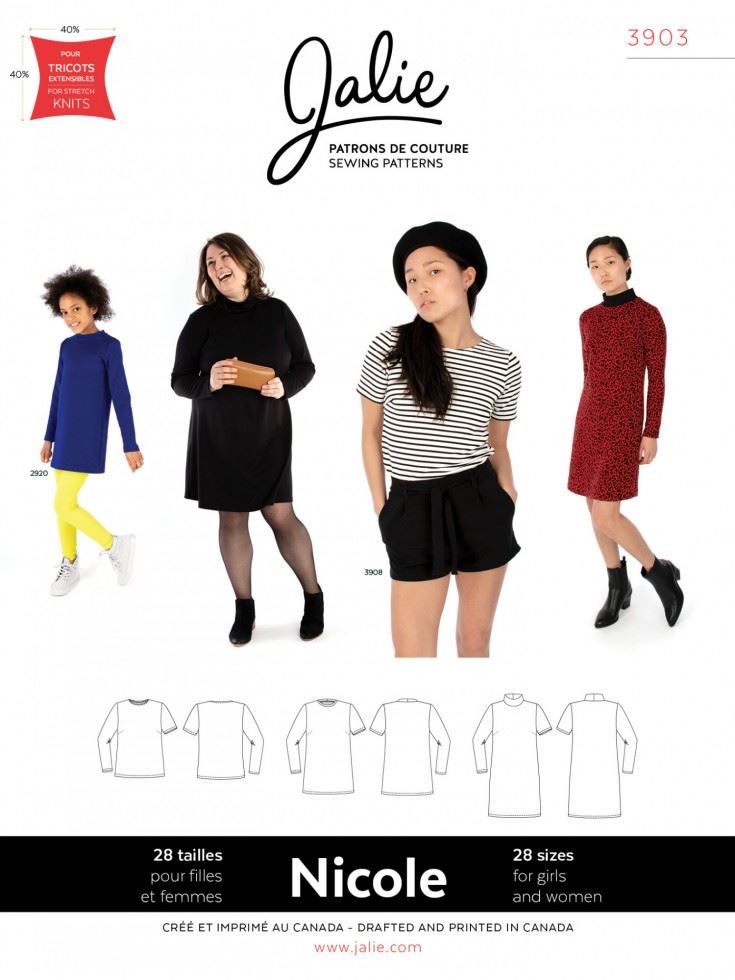 Jalie Sewing Pattern 3903 Nicole Shift Dress Tunic & Tee