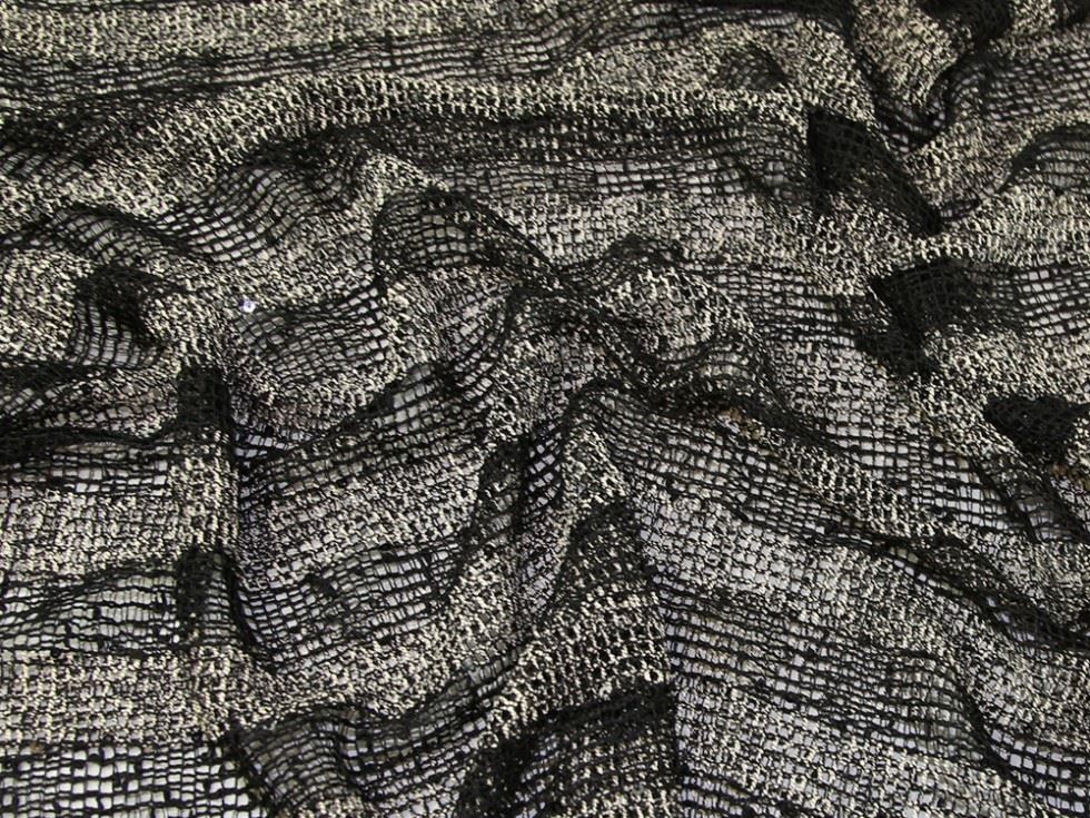 Black Deadstock Sequin Lace Fabric