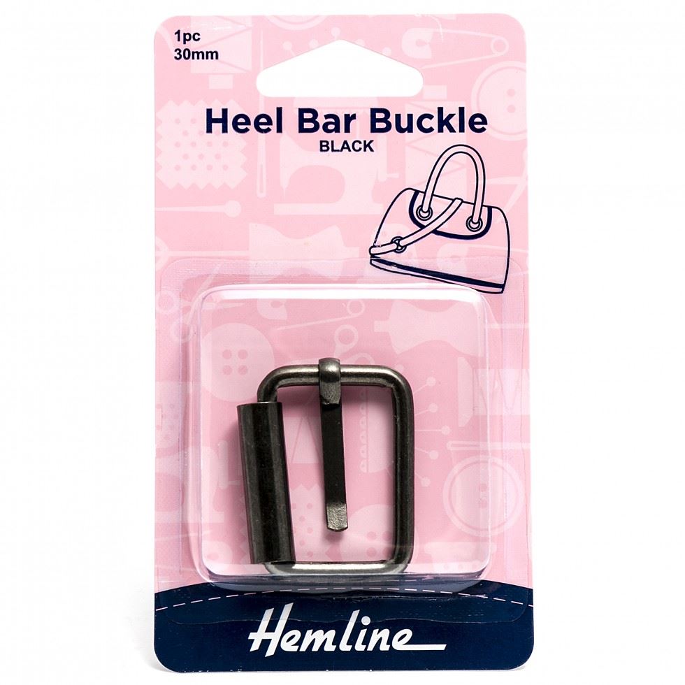 Hemline Nickel Black Heel Bar Buckle